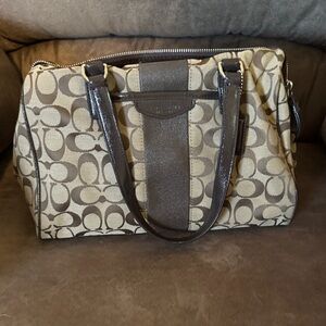 Coach Tan and Brown Signature Satchel